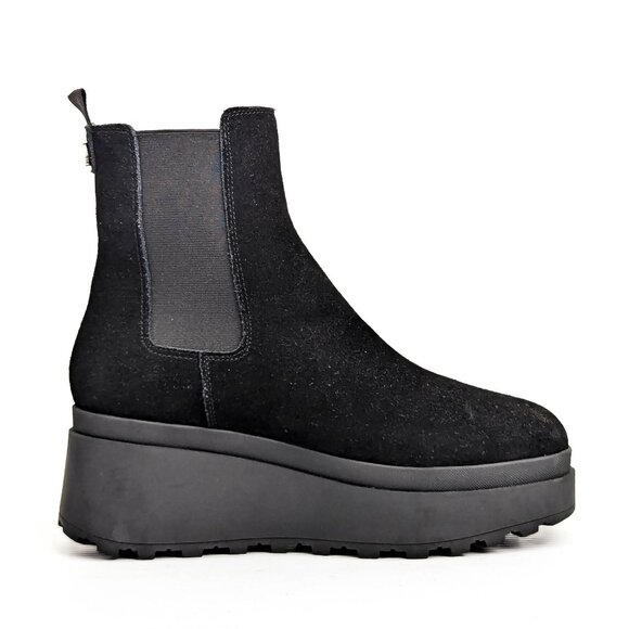 Calvin Klein Women Nevia Black Suede Platform Slip on Chelsea Ankle Boots sz 8 - Picture 4 of 7